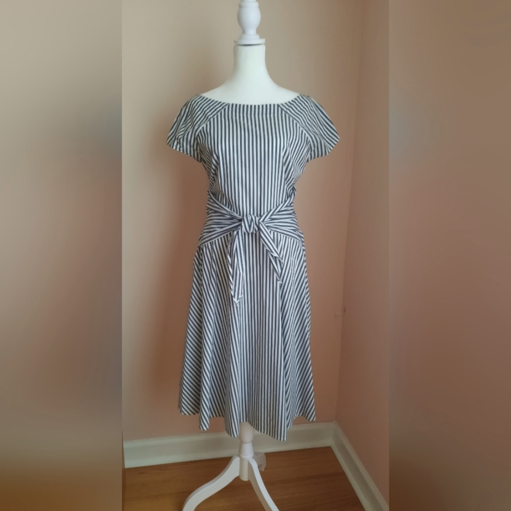 Striped Gray and White Dress